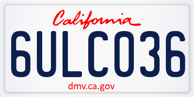 CA license plate 6ULC036