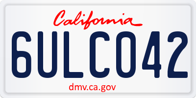 CA license plate 6ULC042