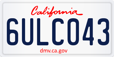 CA license plate 6ULC043