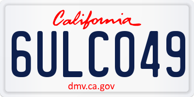 CA license plate 6ULC049