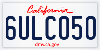 CA license plate 6ULC050