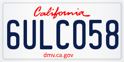 CA license plate 6ULC058
