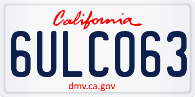 CA license plate 6ULC063