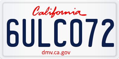 CA license plate 6ULC072