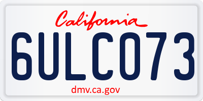 CA license plate 6ULC073