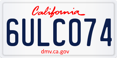 CA license plate 6ULC074