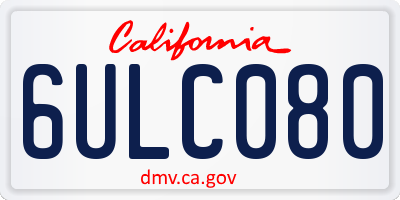 CA license plate 6ULC080