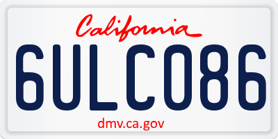 CA license plate 6ULC086