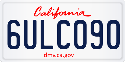 CA license plate 6ULC090