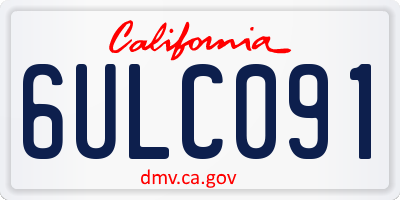 CA license plate 6ULC091