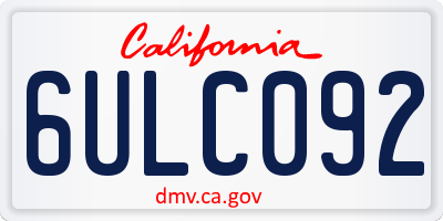 CA license plate 6ULC092