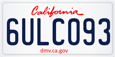CA license plate 6ULC093