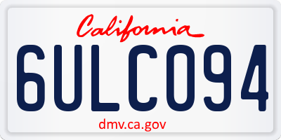 CA license plate 6ULC094