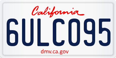 CA license plate 6ULC095