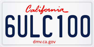 CA license plate 6ULC100