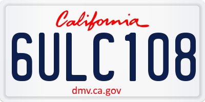 CA license plate 6ULC108