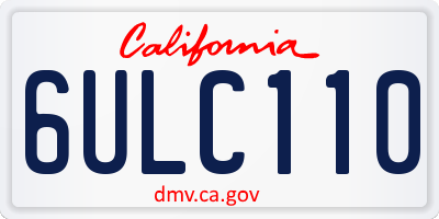 CA license plate 6ULC110