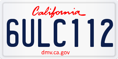 CA license plate 6ULC112