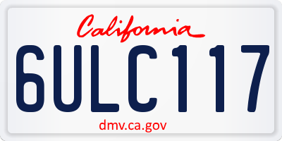 CA license plate 6ULC117