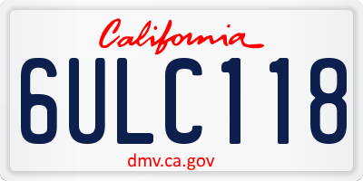 CA license plate 6ULC118