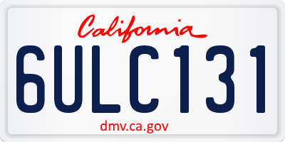 CA license plate 6ULC131