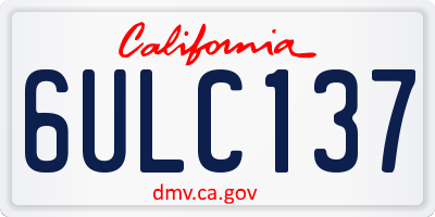 CA license plate 6ULC137