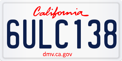 CA license plate 6ULC138