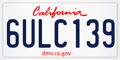 CA license plate 6ULC139