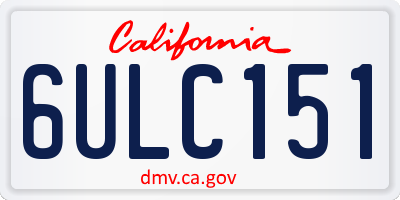 CA license plate 6ULC151