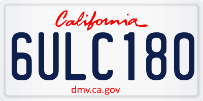CA license plate 6ULC180