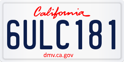 CA license plate 6ULC181