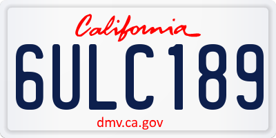 CA license plate 6ULC189
