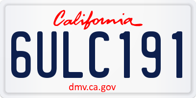 CA license plate 6ULC191