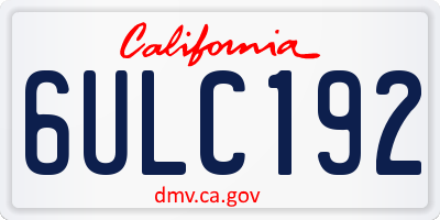 CA license plate 6ULC192