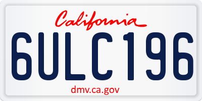 CA license plate 6ULC196