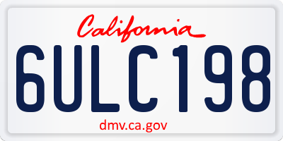 CA license plate 6ULC198