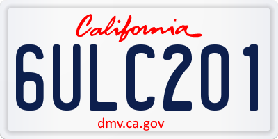 CA license plate 6ULC201