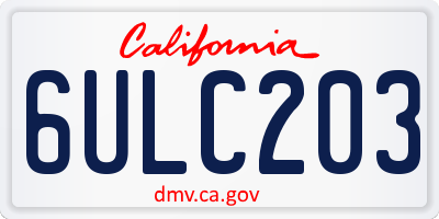 CA license plate 6ULC203
