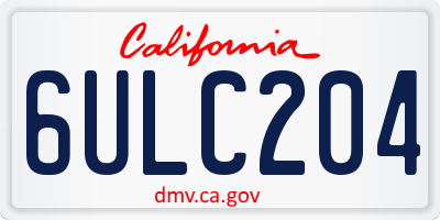 CA license plate 6ULC204