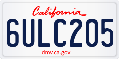 CA license plate 6ULC205