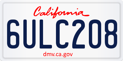 CA license plate 6ULC208