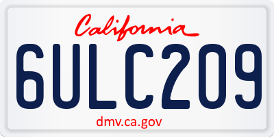 CA license plate 6ULC209