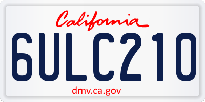 CA license plate 6ULC210