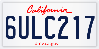 CA license plate 6ULC217