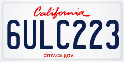 CA license plate 6ULC223