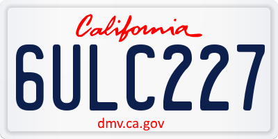CA license plate 6ULC227