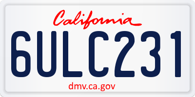 CA license plate 6ULC231