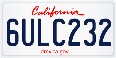 CA license plate 6ULC232