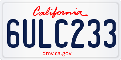 CA license plate 6ULC233
