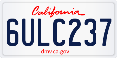 CA license plate 6ULC237